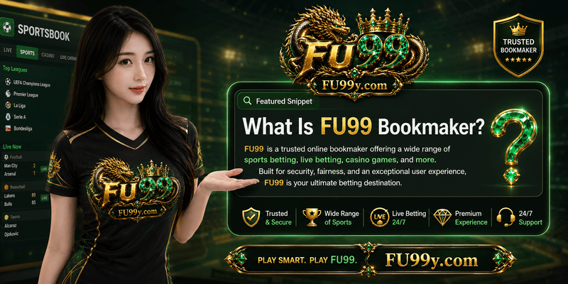 Featured Snippet explaining what FU99 Bookmaker is with sports betting features, mobile compatibility, and secure platform access.